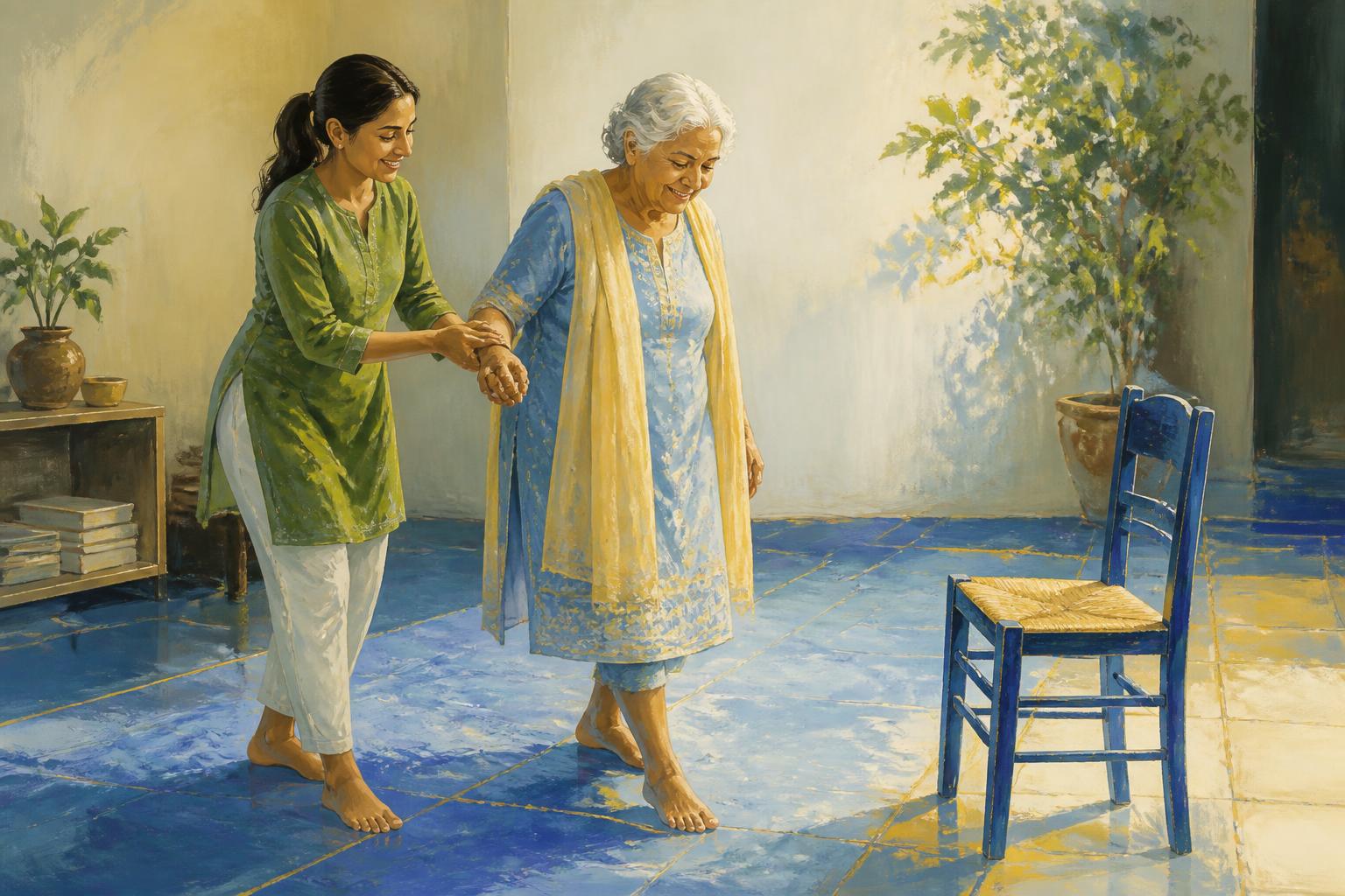 Painterly scene for Stillness Proves Nothing About the Self