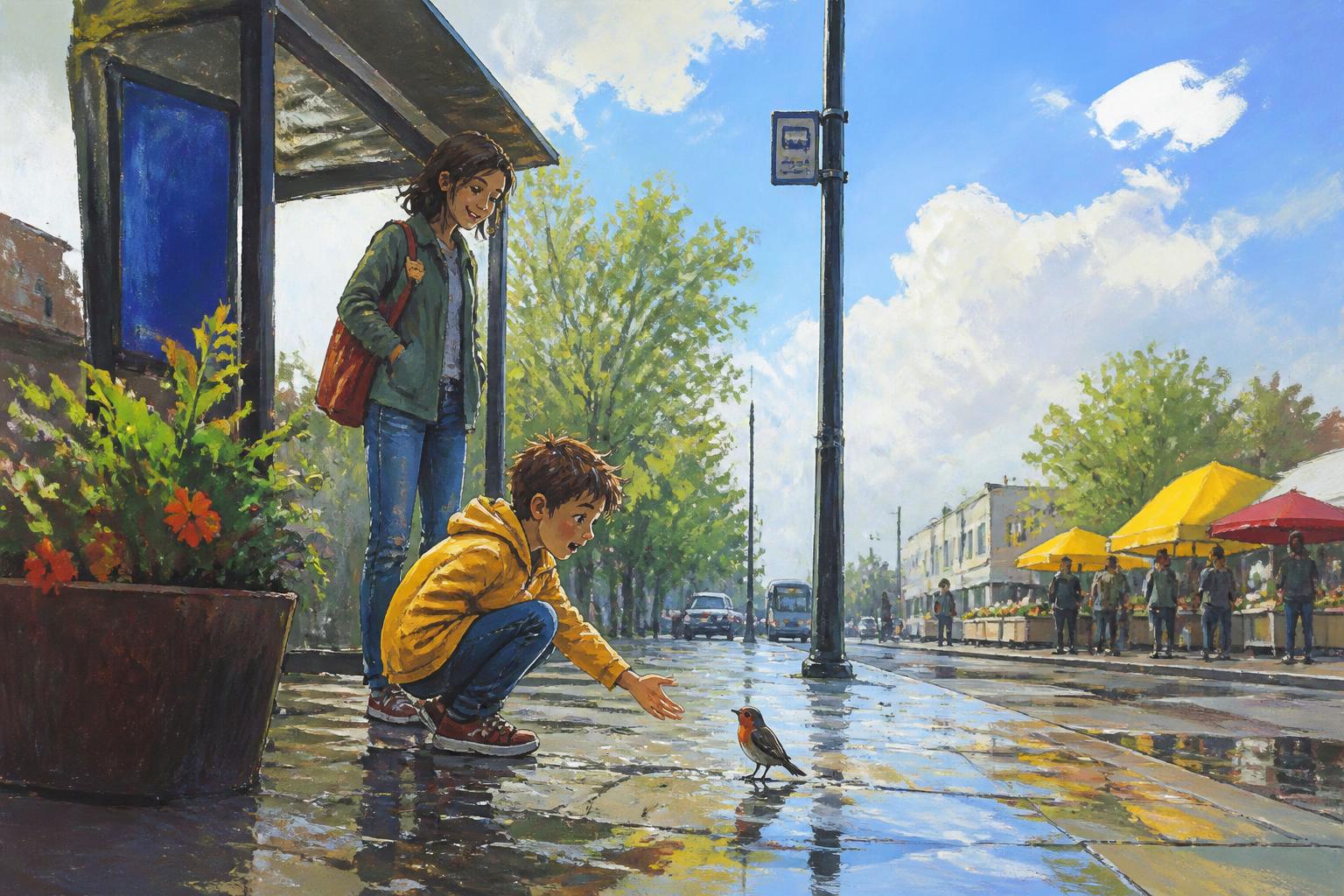 Painterly scene for Maybe Contact Healed Not Method.