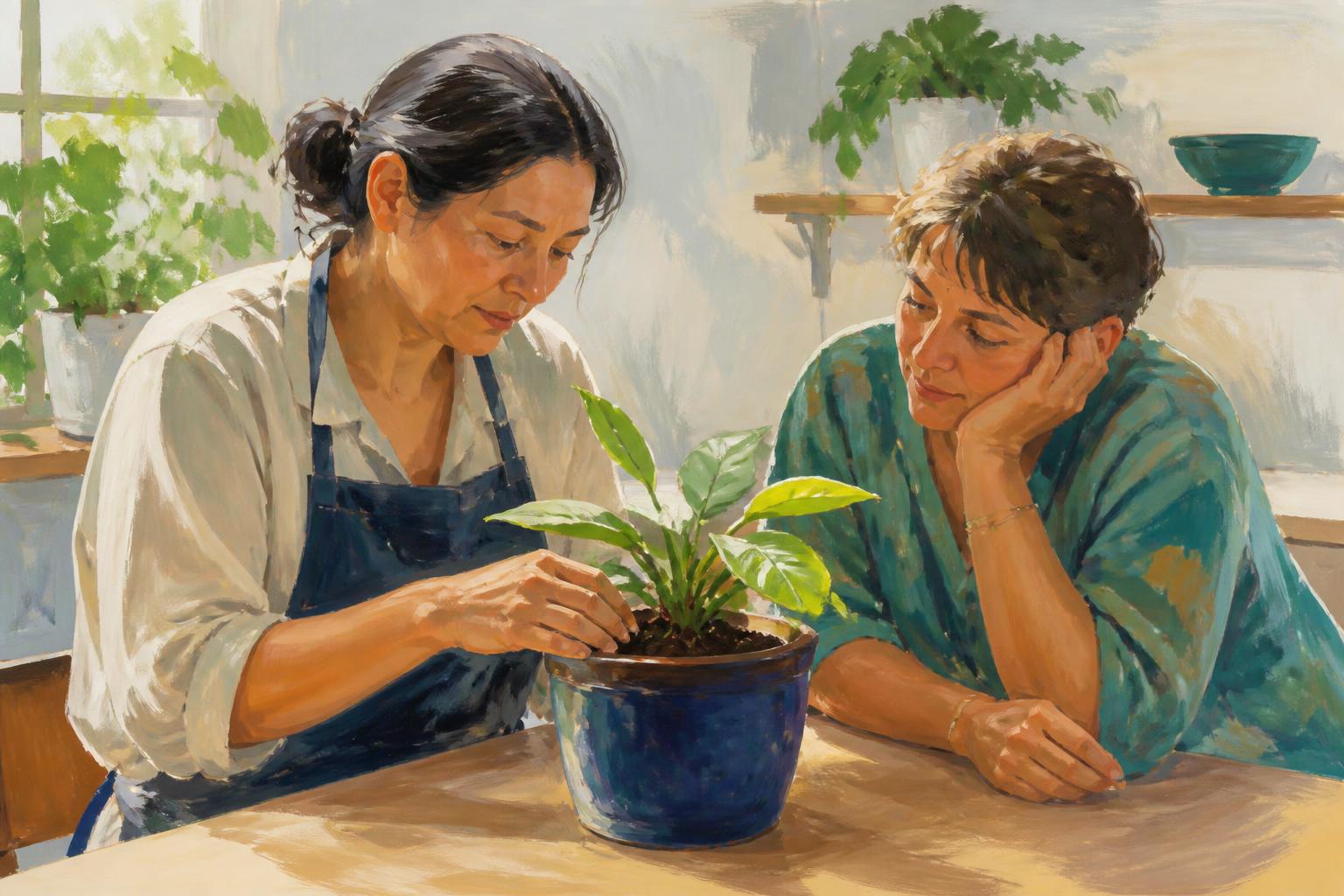 Painterly scene for Copied Words, Ripened Lives