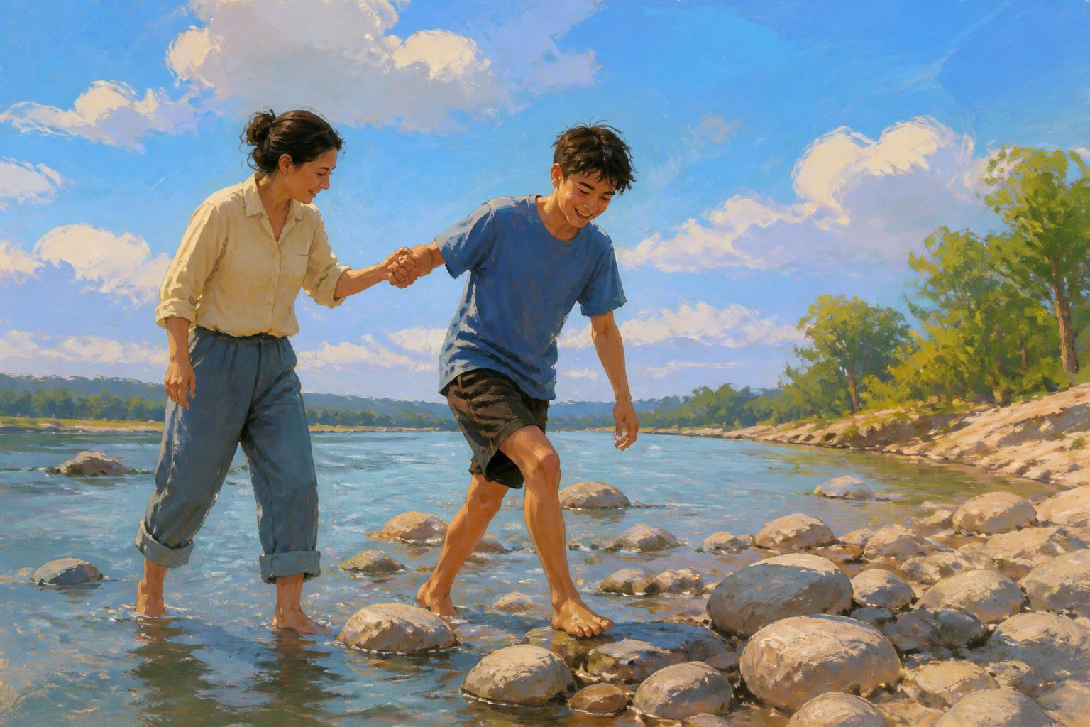 Painterly scene for When Rest Needs Company