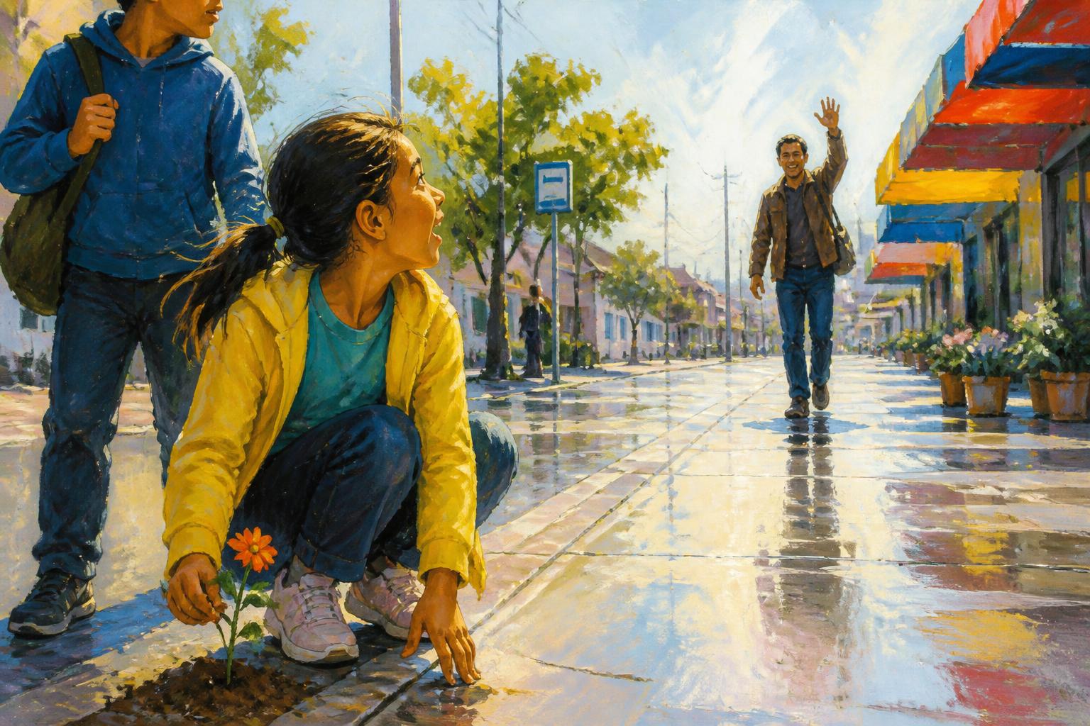 Painterly scene for Contact Not Control.