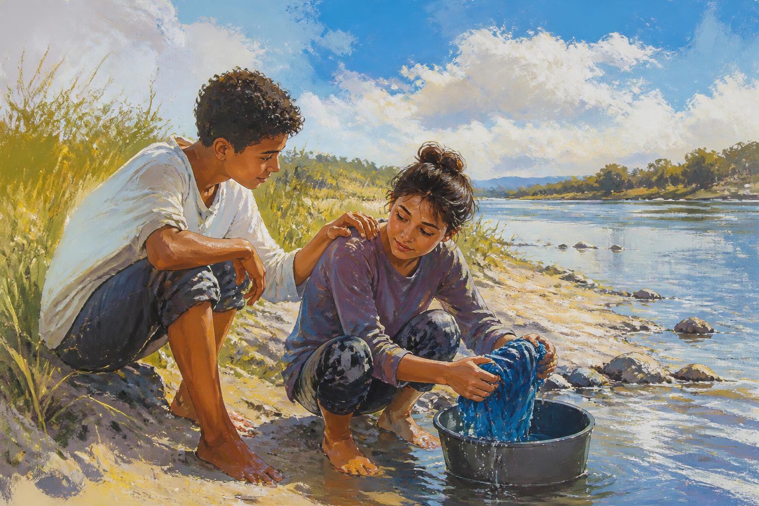 Painterly scene for Love Must Stay Answerable