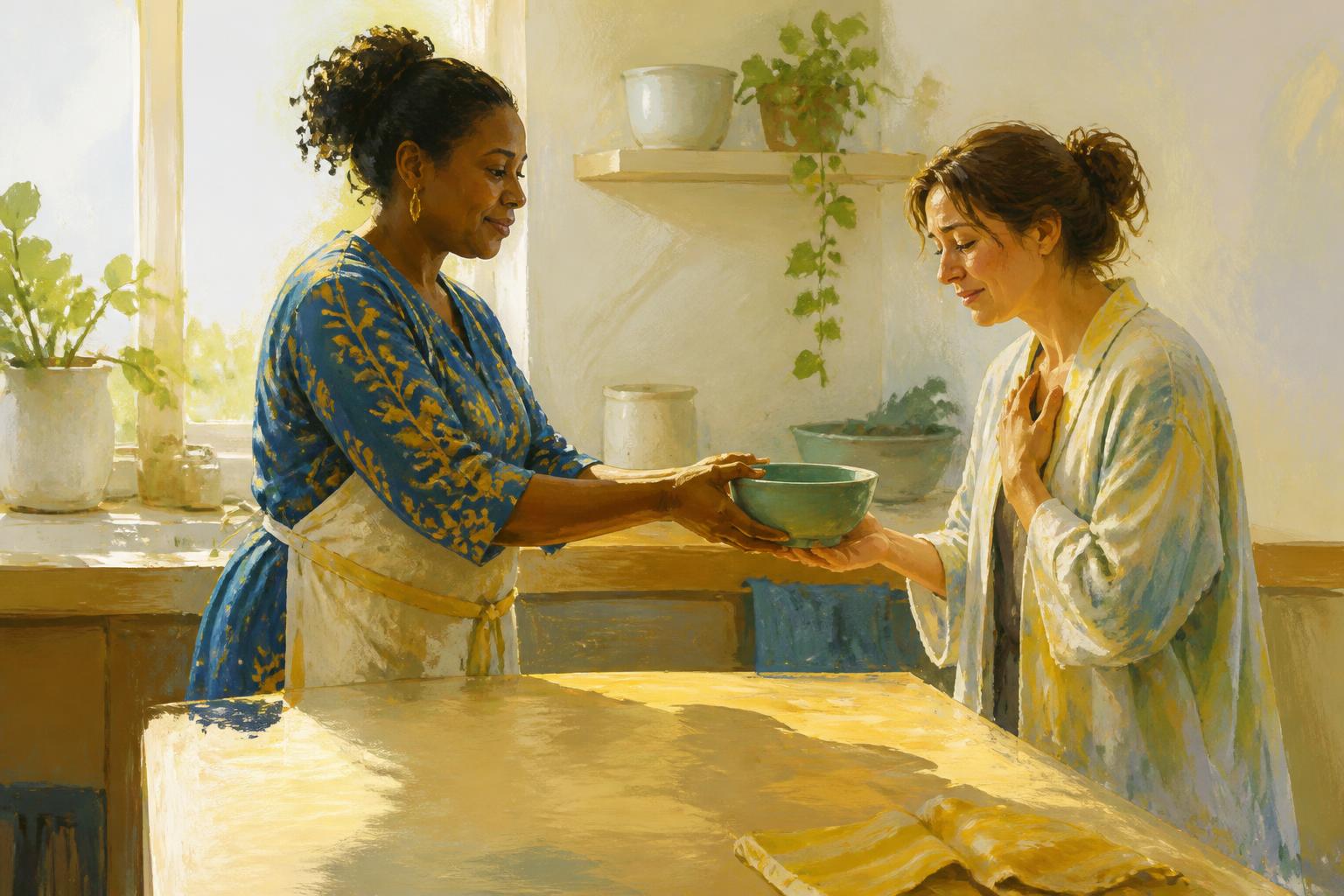 Painterly scene for Trust the help that returns you to life.