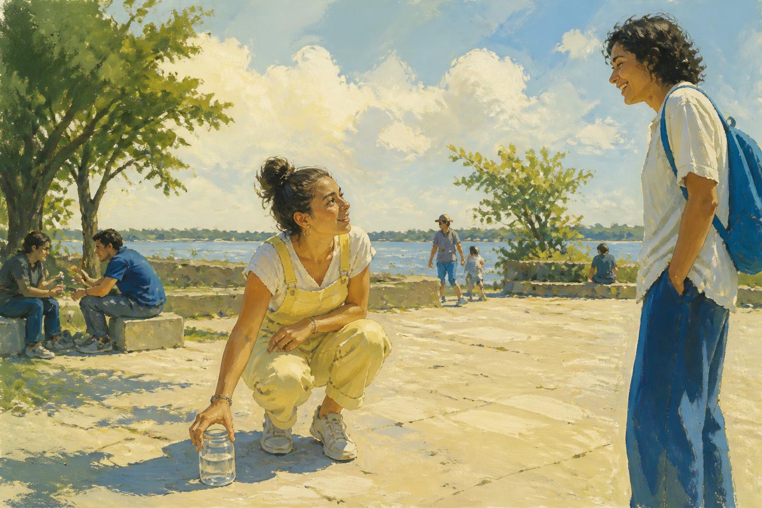Painterly scene for When you keep finding a better word for the same problem, ask what test you are avoiding.