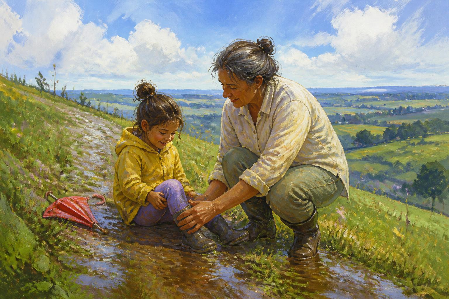 Painterly scene for Let comfort steady you before you make it prove itself.