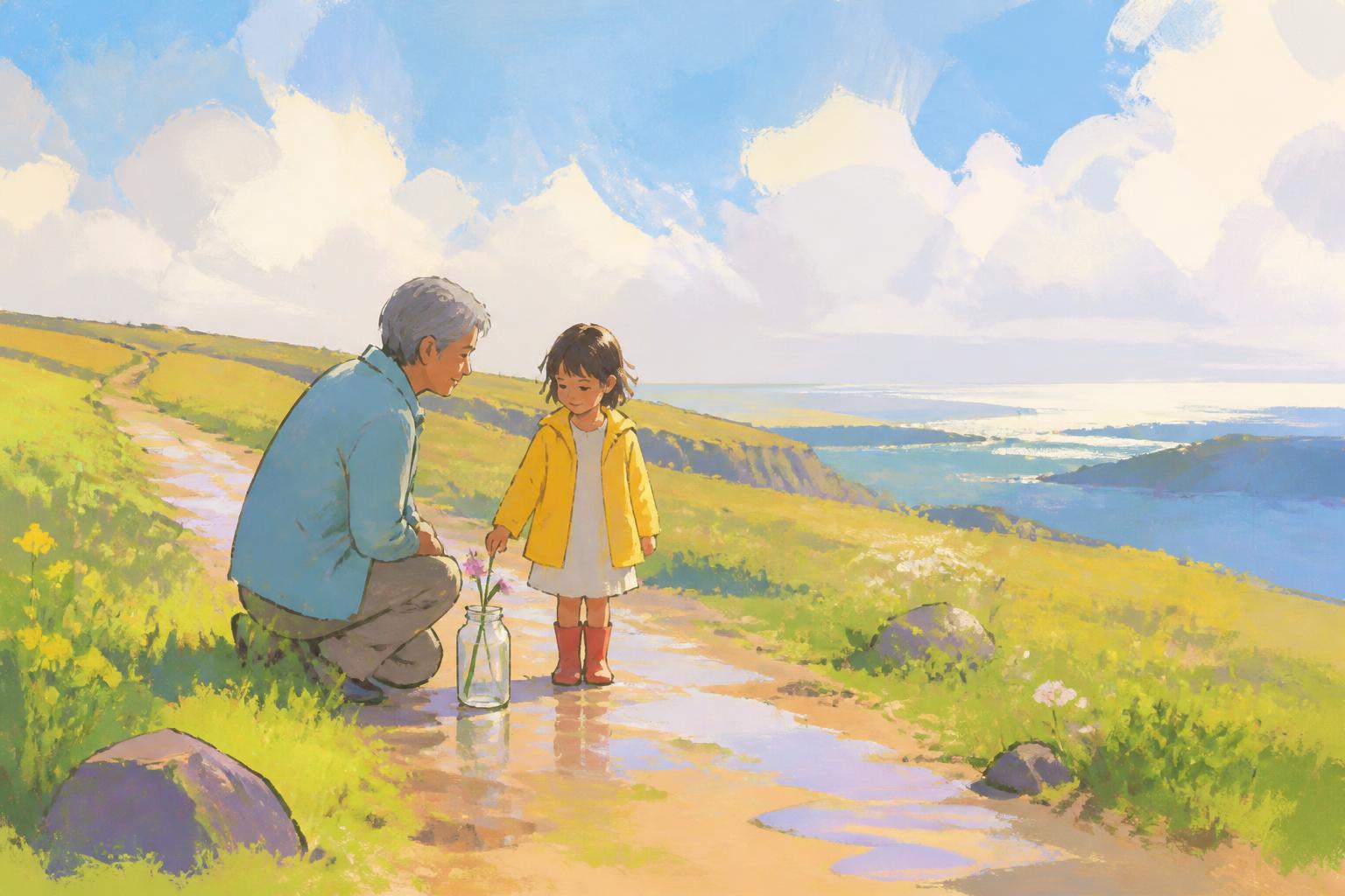 Painterly scene for Take one hour you did not earn, and do not make it count.
