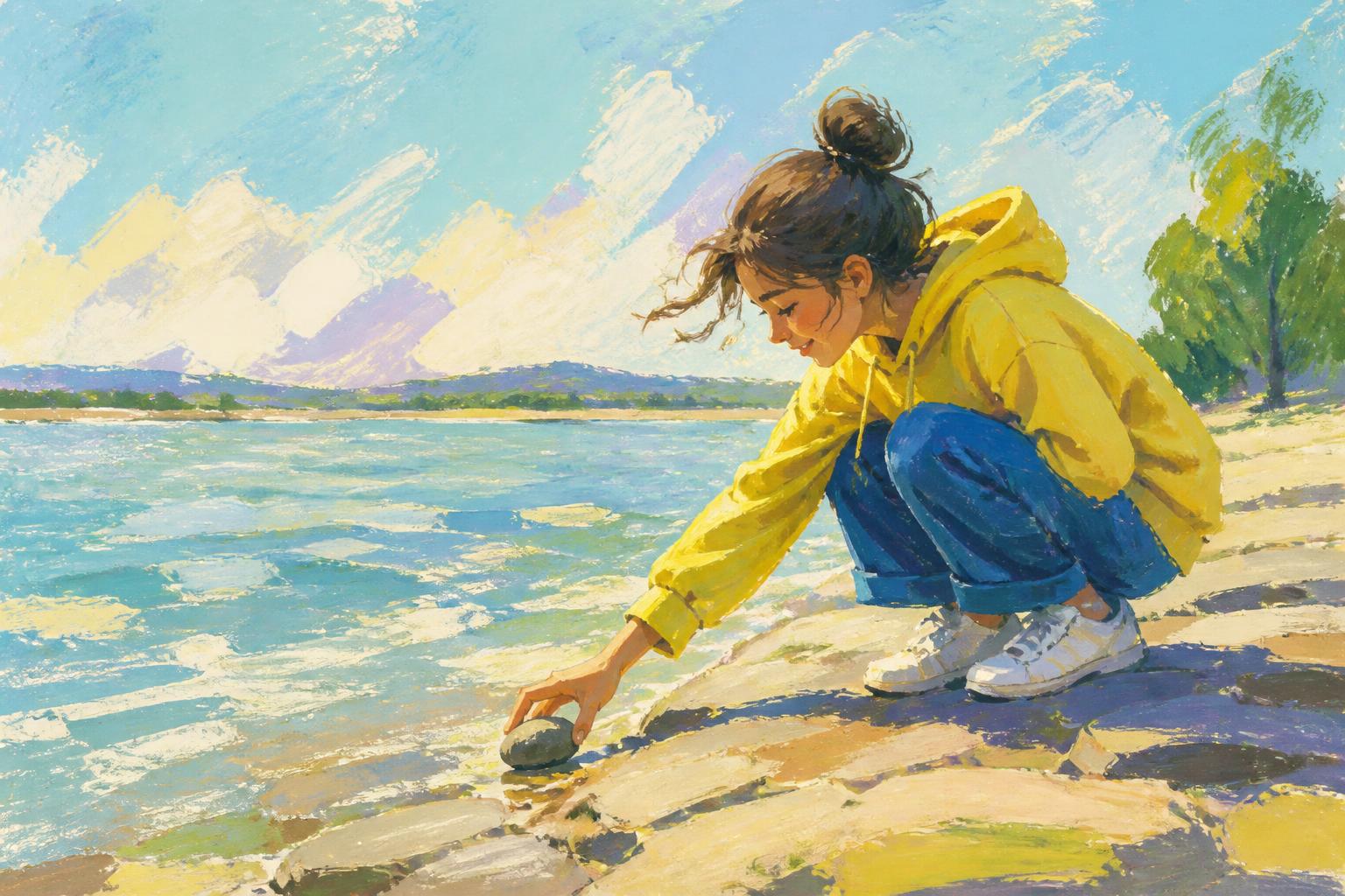 Painterly scene for Before you ask someone to tell you what happened, ask whether you can trust them with it.