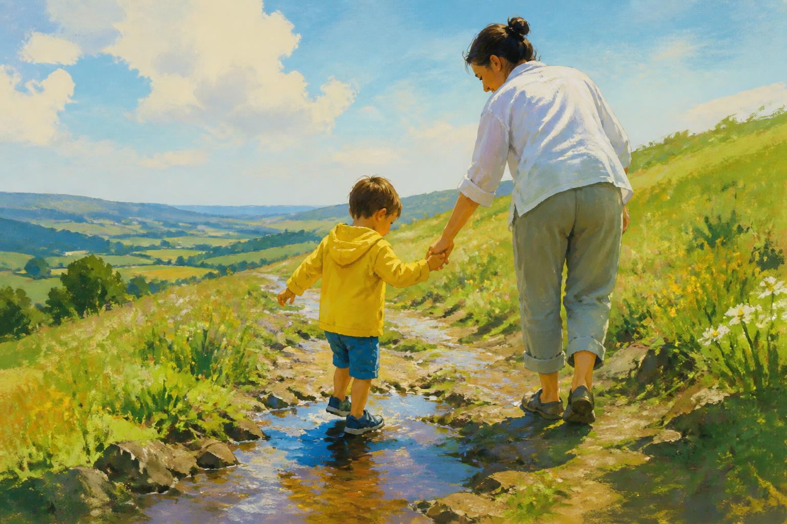 Painterly scene for After the stillness, return to care before you decide what it was.