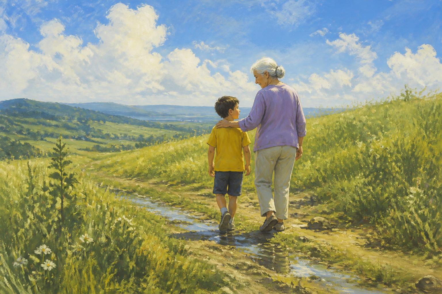 Painterly scene for Keep only the question that changes care.