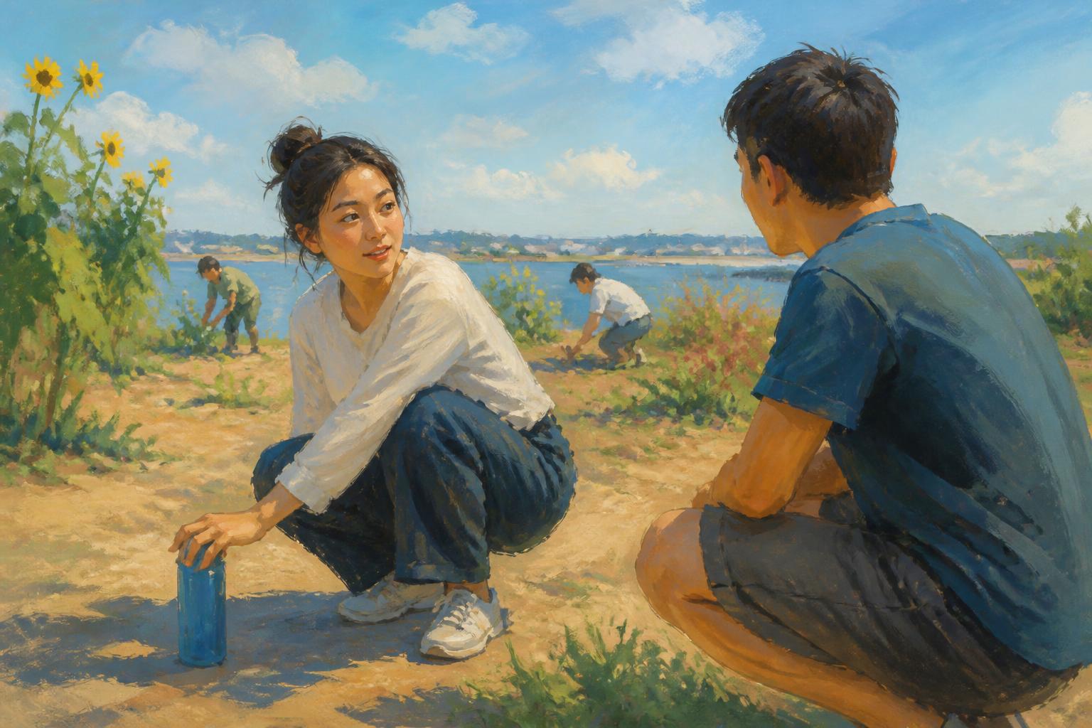 Painterly scene for After stillness, ask first whether you may rest at all, not only where to rest.