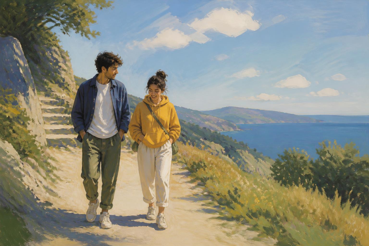 Painterly scene for When you ask where it left you, you have already handed yourself a place.