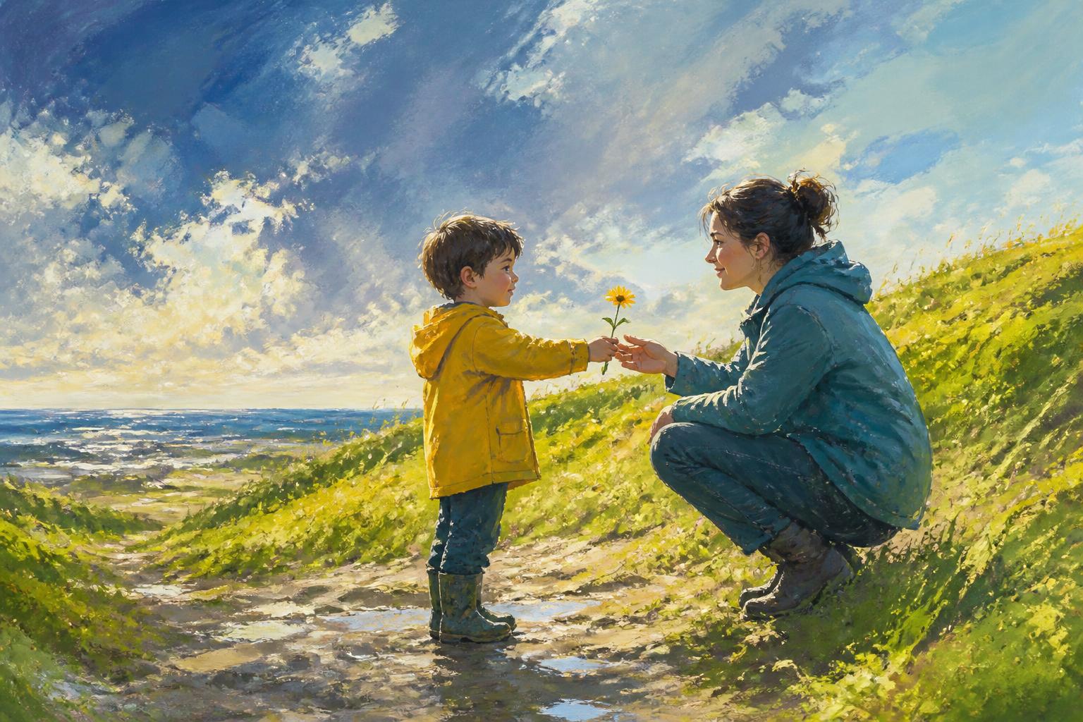 Painterly scene for Before you rest, ask whether your guilt wants work or wants to be seen.
