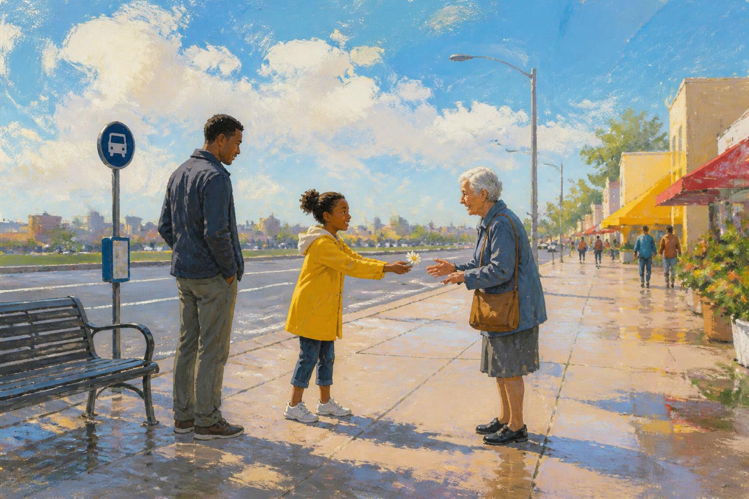 Painterly scene for If the pain is not being reached, do not answer it alone.