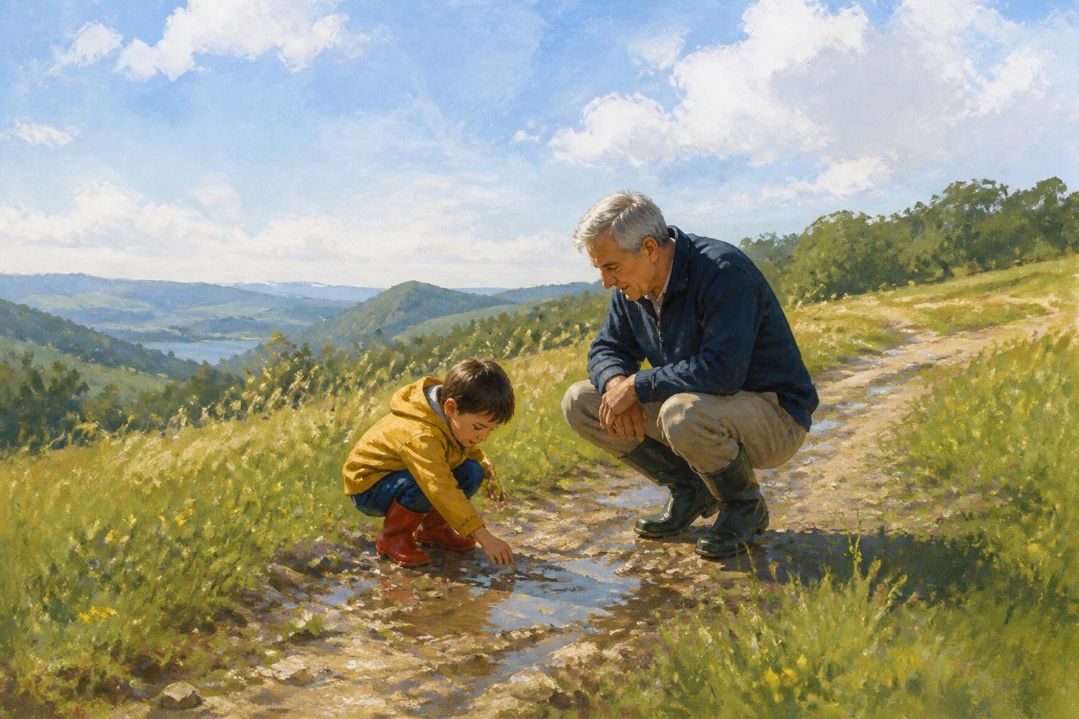Painterly scene for Do not carry a whole path as private certainty.
